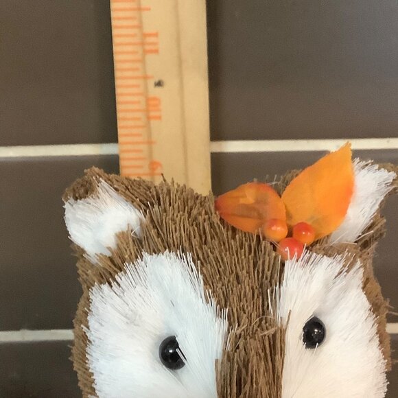 Rustic Woodland Fox Figurine Decor Plaid Dress Fall Flowers 9” Faux Fur Tail NEW - Picture 6 of 6